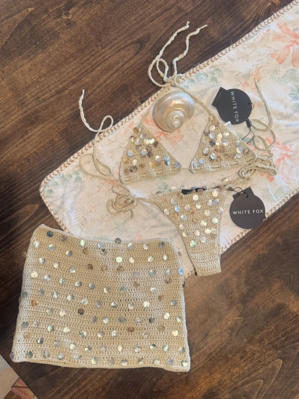 White Fox Boutique Hidden Treasures bikini and Neptune shell skirt - Picture 3 of 16